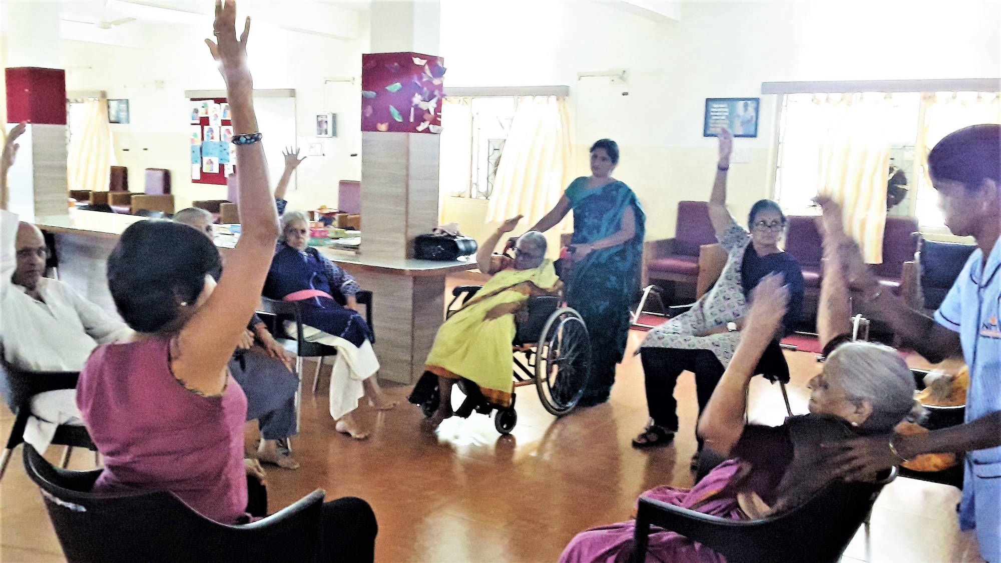Members engaged in Physical Activities at the Red Cross Nightingales Trust Day Care Centre Hyderabad